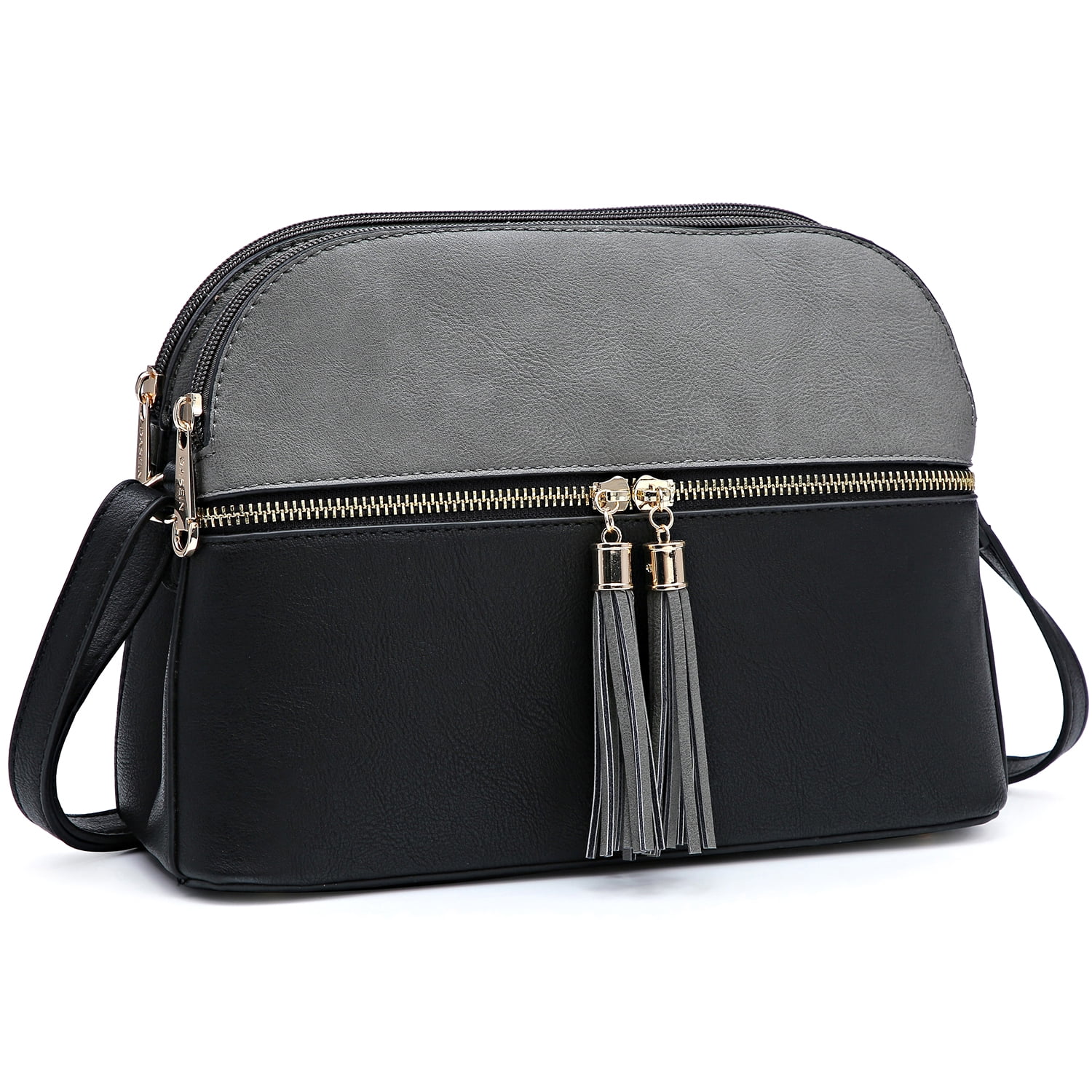 Dasein Women Tassel Zipper Pocket Crossbody Bag Shoulder Purse Fashion Travel Bag with Multi Pockets 
