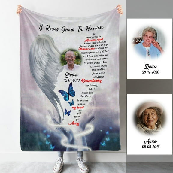 Memorial Blanket - Angel Wings Hands Up Butterflies Lost You Photo Blanket Memorial Gift, 30x40in Fleece Blanket