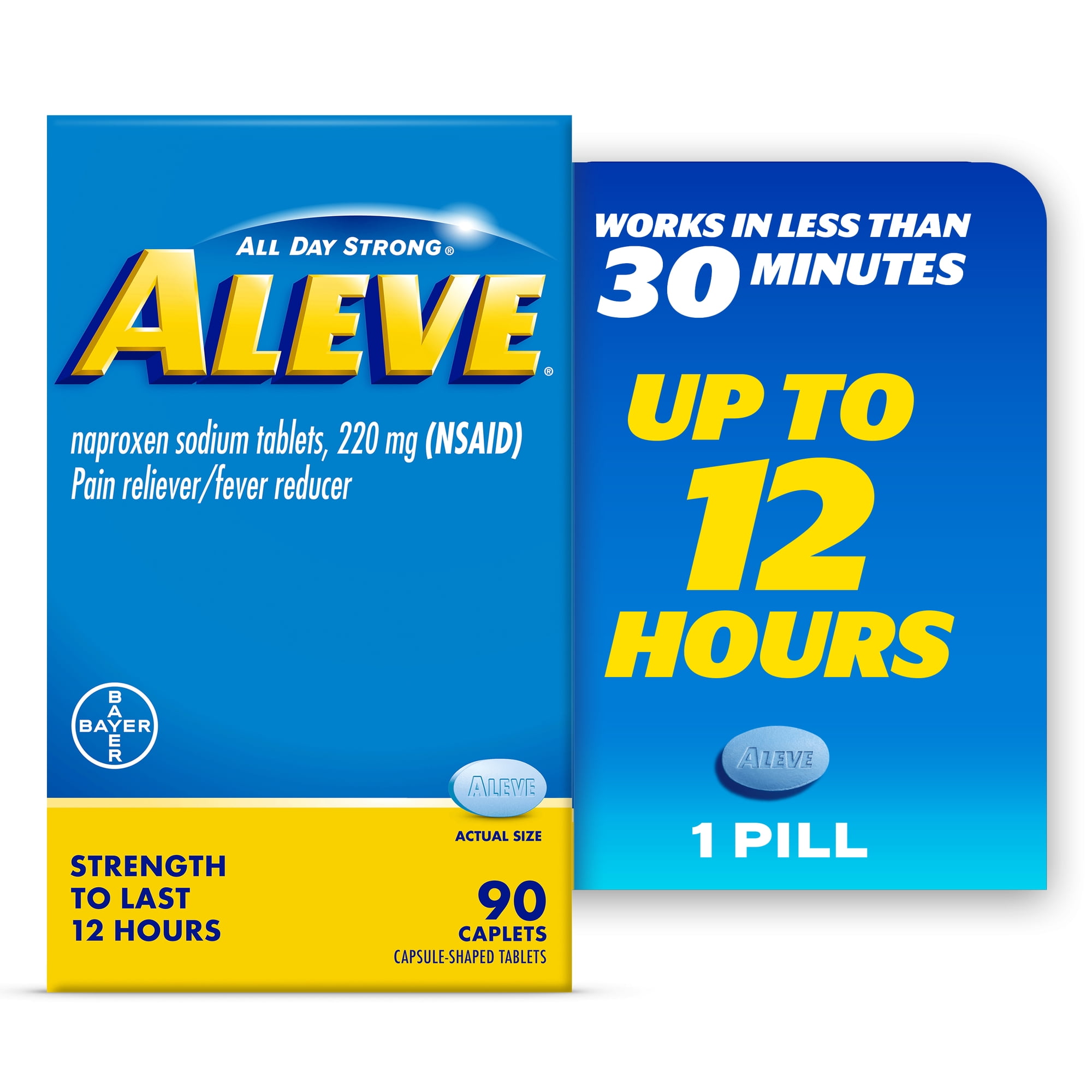 Aleve Caplets Naproxen Sodium Pain Reliever, 90 Count