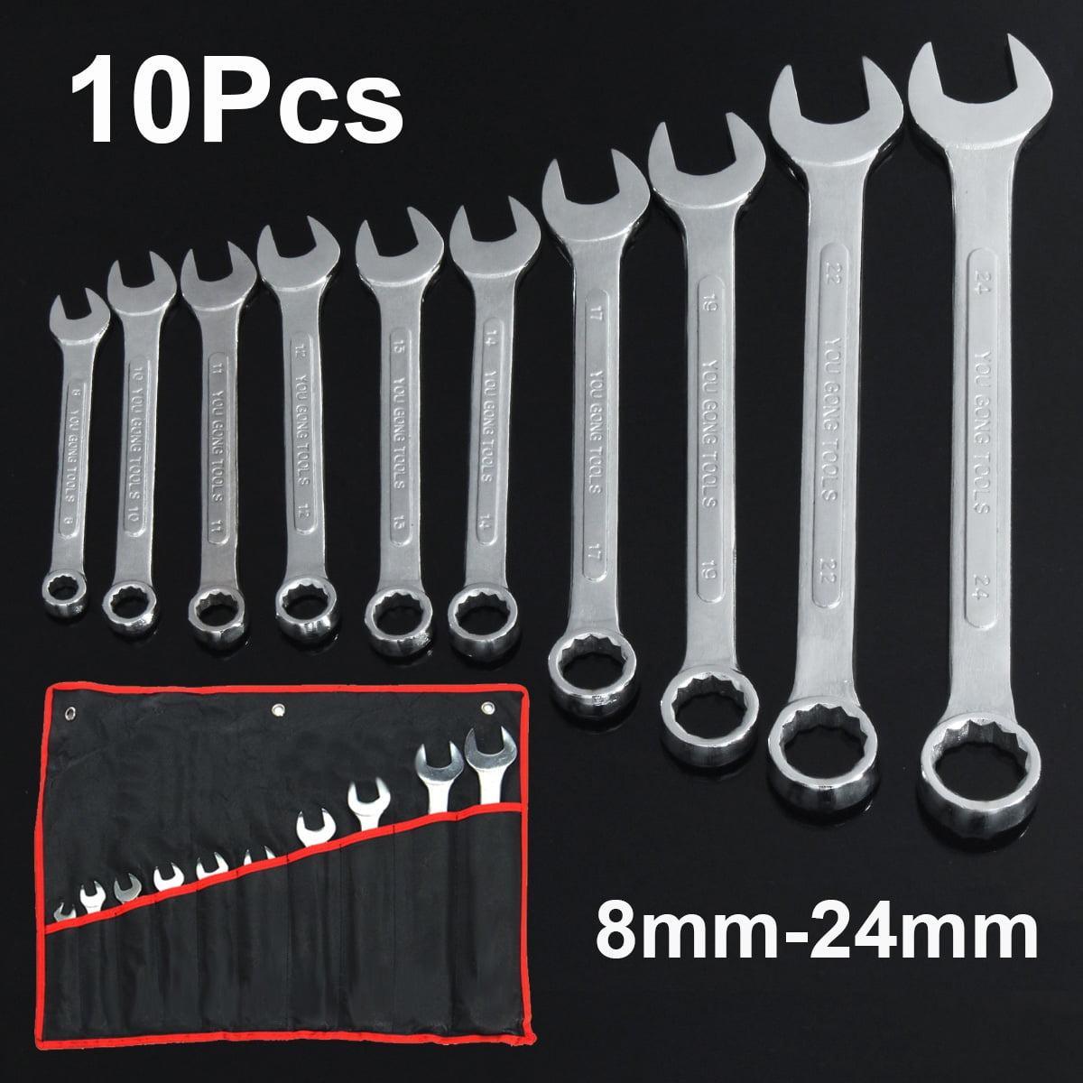 10PCS Ratchet Spanner Combination Ratcheting Flexible Head Tool Gear Wrench Set 