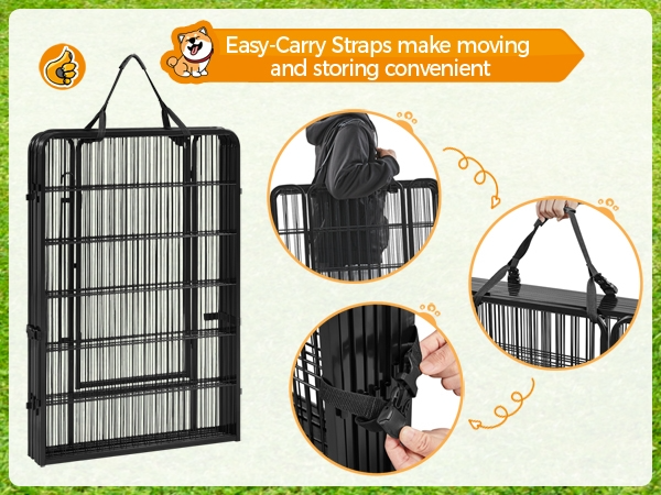 Yaheetech 31.5" Tall 8-Panel Dog Playpen with Door, Black