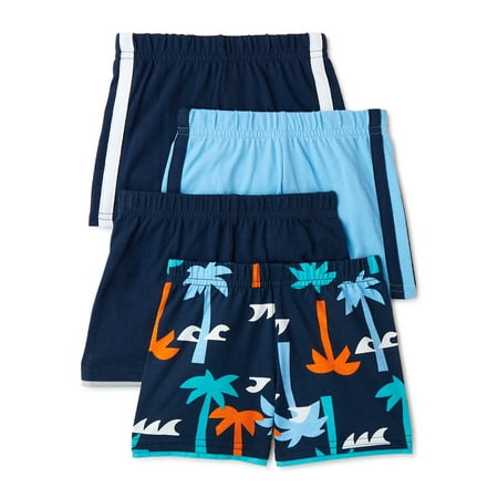 Garanimals Baby Boy Jersey Shorts Multipack, 4-Pack, Sizes 0-24 Months