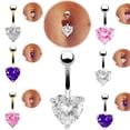 thumbnail image 1 of HEVIRGO Women Navel Belly Ring Rhinestone Button Bar Heart Star Body Piercing Jewelry,Purple, 1 of 10