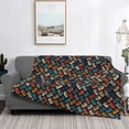 thumbnail image 2 of Uemuo Retro Tape Printed Throw Blanket for Couch, Fluffy Fuzzy Blankets for Bed, Sofa, Cozy Flannel Faux Fur Blanket-60"x50", 2 of 6
