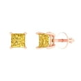thumbnail image 2 of 1.5 Ct Princess Cut Studs Yellow Natural Citrine 18K Rose Solid Solid Gold Everyday Dainty Earrings Screw Back, 2 of 7