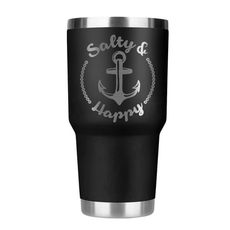 

Salty happy laser etched tumbler premium (black)