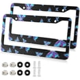 thumbnail image 2 of Coolnut Blue Butterfly License Plate Frames 2 Pack, Waterproof Aluminum Alloy Car Tag Holder 2 Holes License Plate Covers with Screw Caps Auto Accessories, 2 of 7