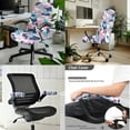 thumbnail image 2 of SCRAWLGOD Camouflage Blue Pink Set of 3 Comfy Office Chair Cover with Arm Rest Protector Removable Rotating Chair Covers Anti-Dust Breathable Swivel Chair Slipcover, S, 2 of 7