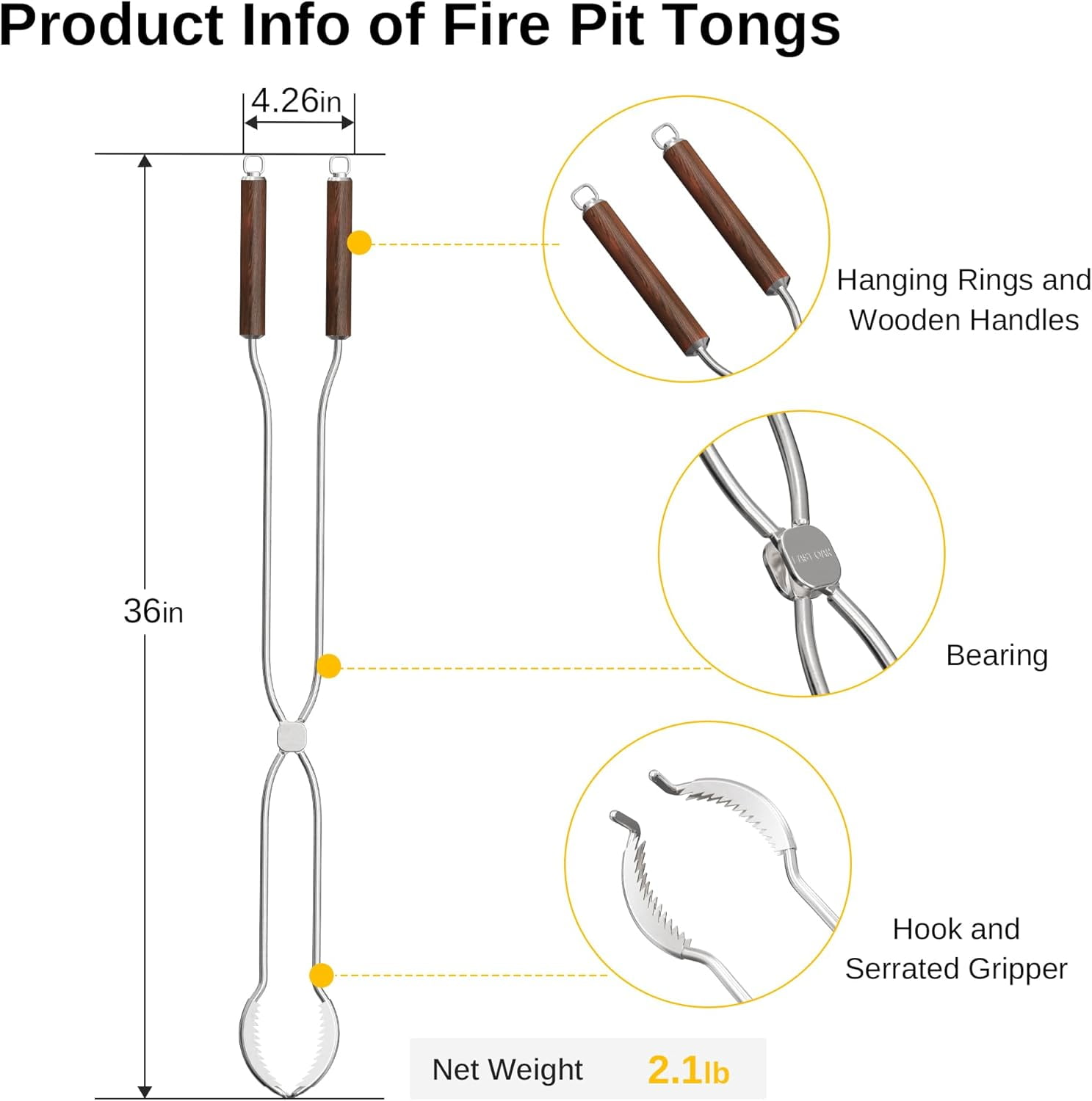 EAST OAK Stainless Steel Fire Pit Tool Set with Fireproof Gloves