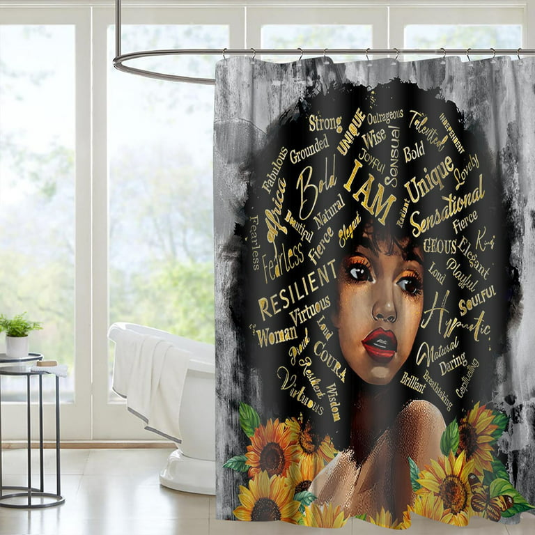 Black Girl Shower Curtain African American Curtains For Bathroom 72x72 Inch Com