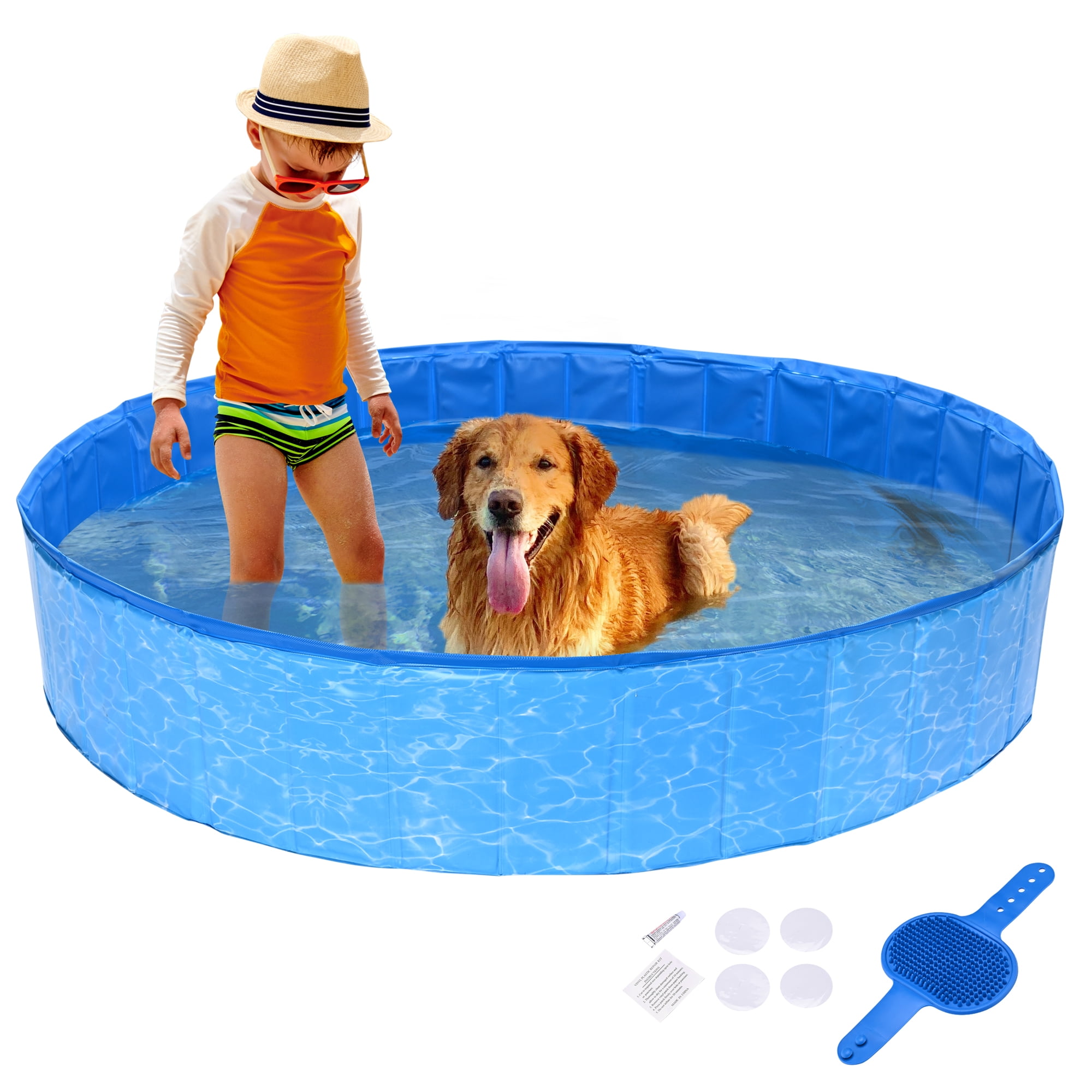 Foldable Pet Swimming Pool Antislip PVC Portable Bath Tub for