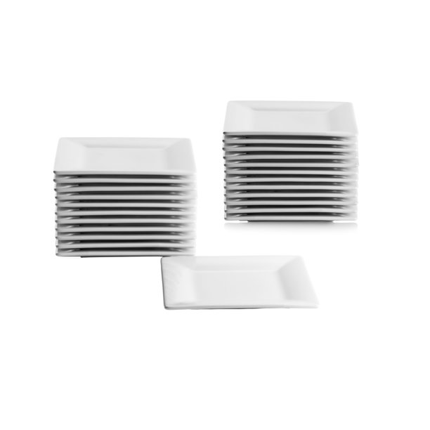 10 Strawberry Street 6" Square Ceramic Appetizer Plates, Set of 24