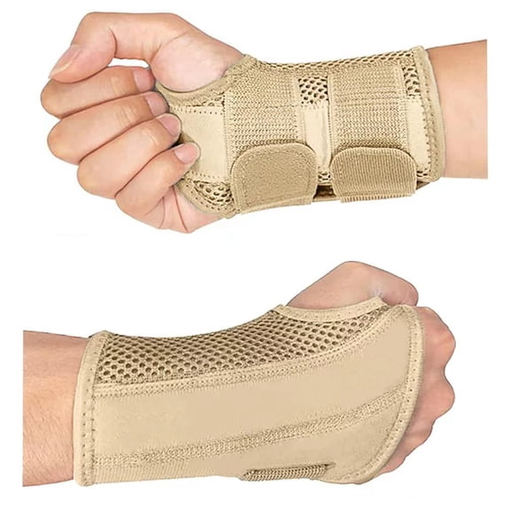 Wrist Brace Night Wrist Sleep Support Splint Compression Sleeve Adjustable Straps for Wrist Pain Relief, Carpal Tunnel, Arthritis, Tendonitis, Fitness (Beige, L/XL-Left and Right Hand (Pack of 2))
