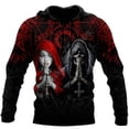 thumbnail image 4 of Sudadera con capucha unisex de estilo hip hop de estilo informal, estilo retro medieval, con estampado 3D de calavera y oración para hombre, 4 of 5