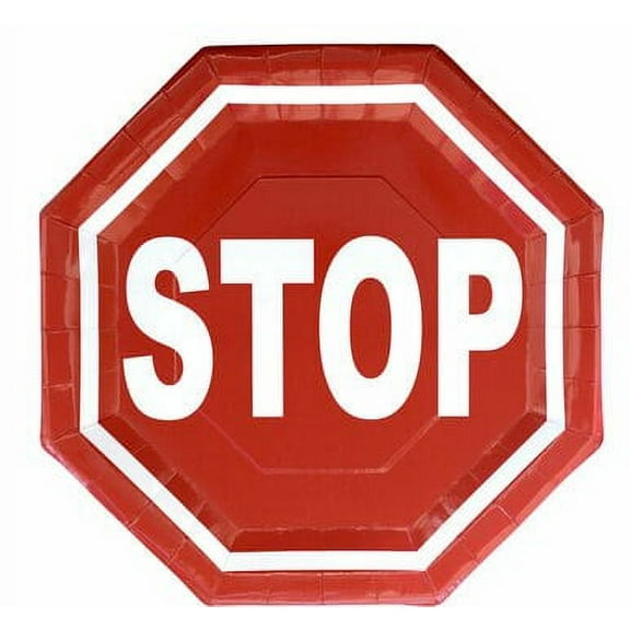 STOP Sign Octagon Shaped Dinner Plates (8 ct)