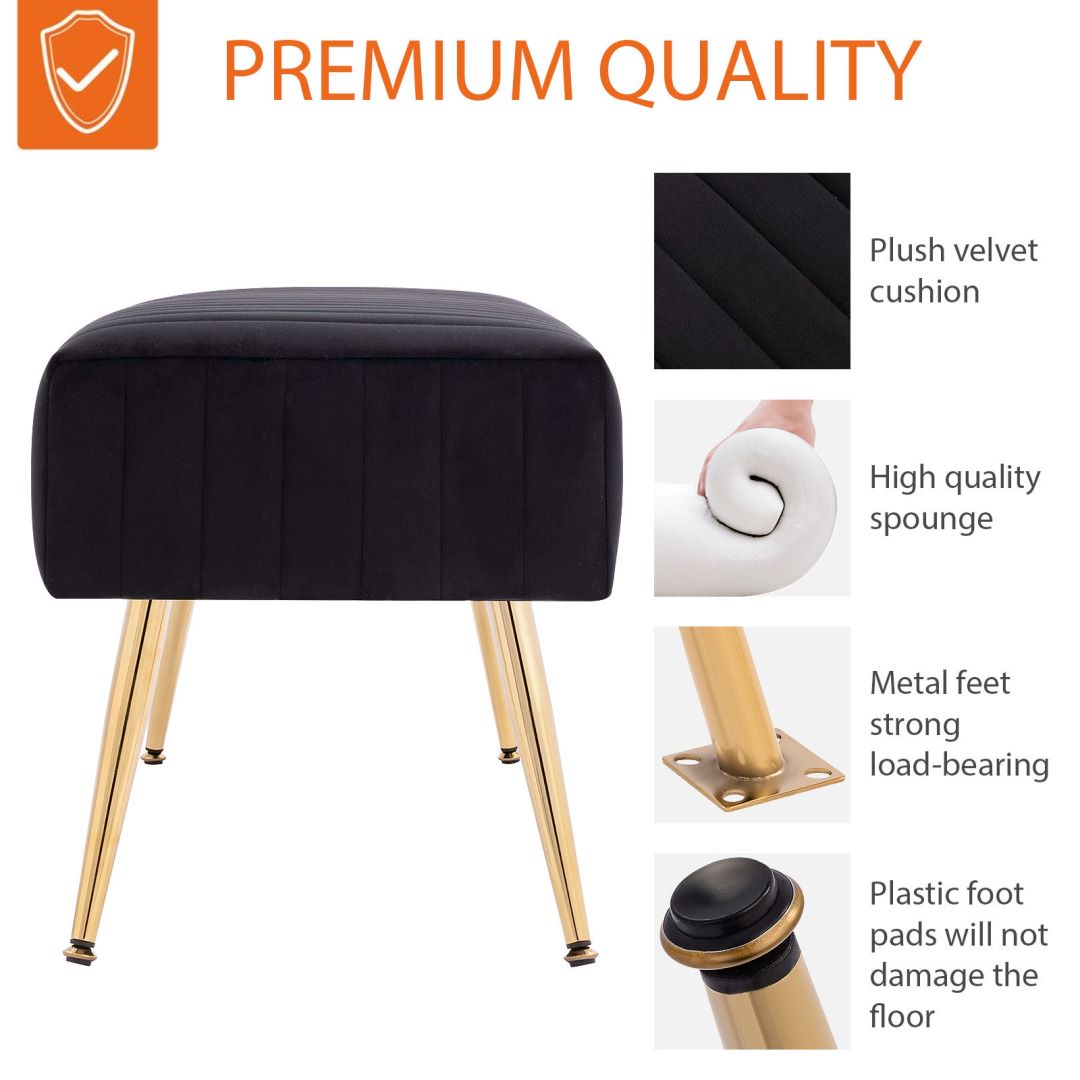 Furniliving Velvet Ottoman Bench, Black photo 8