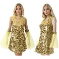 thumbnail image 3 of Nyeemya Women's 70s Retro Disco Dance Dress Hippie Sequin Sensation Dress Cocktail Club Party Dresses Gold S, 3 of 6