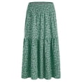 thumbnail image 5 of larppty Women's Summer Boho Skirt - High-Waist Ruffled Layered Floral Maxi Dress with Elastic Waist（Green， S）, 5 of 9
