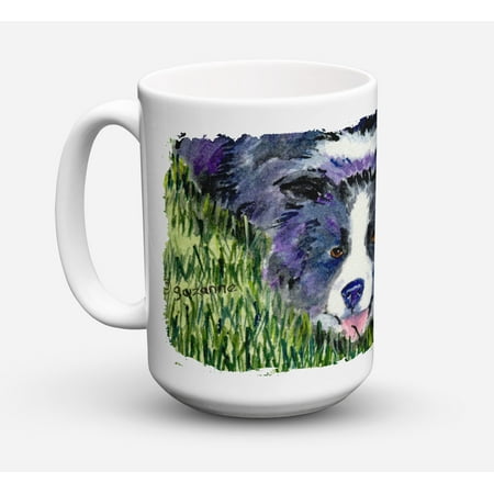 Border Collie Dishwasher Safe Microwavable Ceramic Coffee Mug 15 ounce SS8836CM15