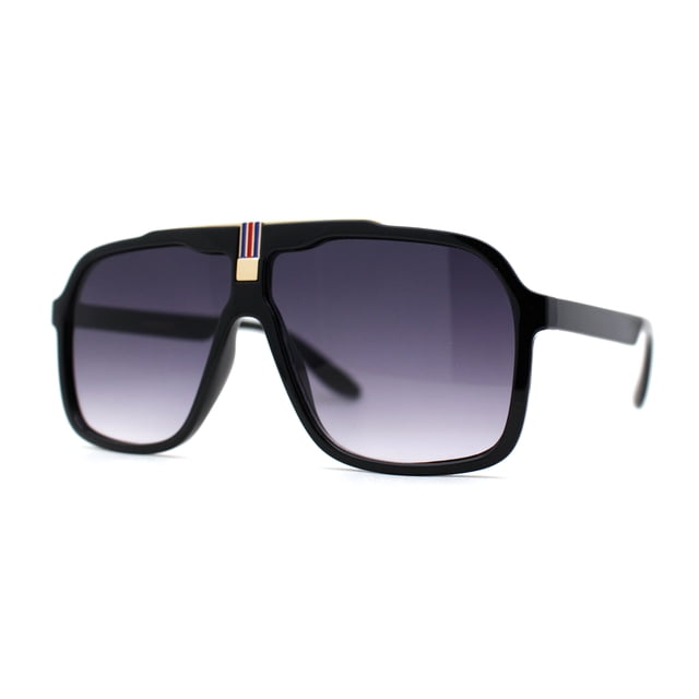 Mens Racer Mobster Fashion Oversize Sunglasses Black Smoke