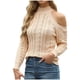 thumbnail image 2 of Suéter de cuello alto para mujer, informal, de moda, de manga larga, liso, con hombros descubiertos, cuello alto, blusa para mujer, 2 of 8