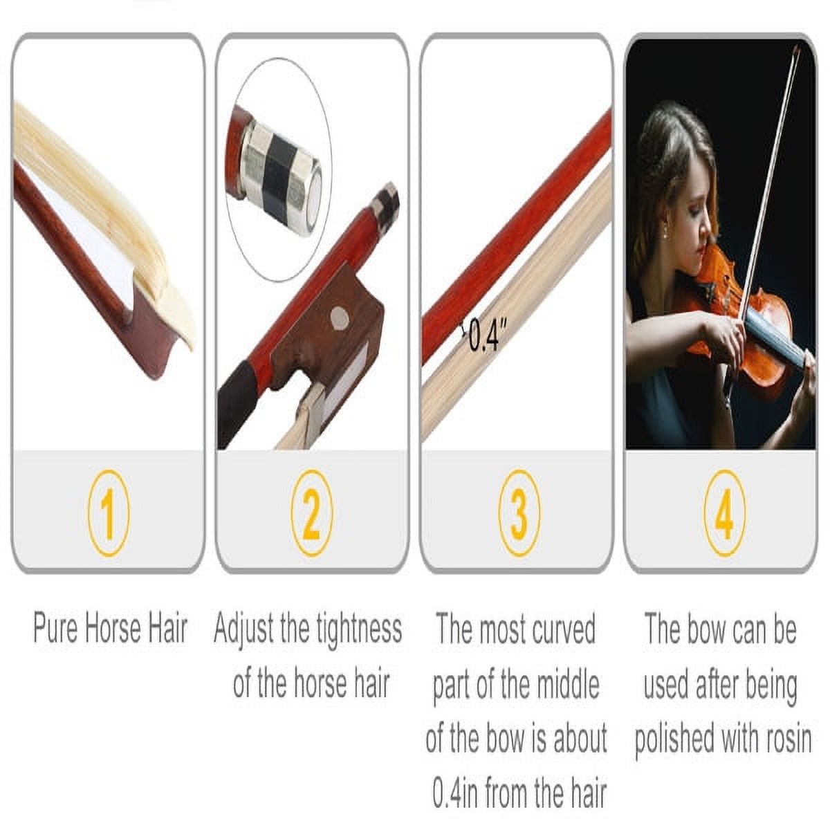 imerelez 3/4 Size Acoustic Violin for Beginners (Ages 9-12) - Black with Case, Bow & Rosin | Full Starter Set | Basswood Body | Protective Soft Case