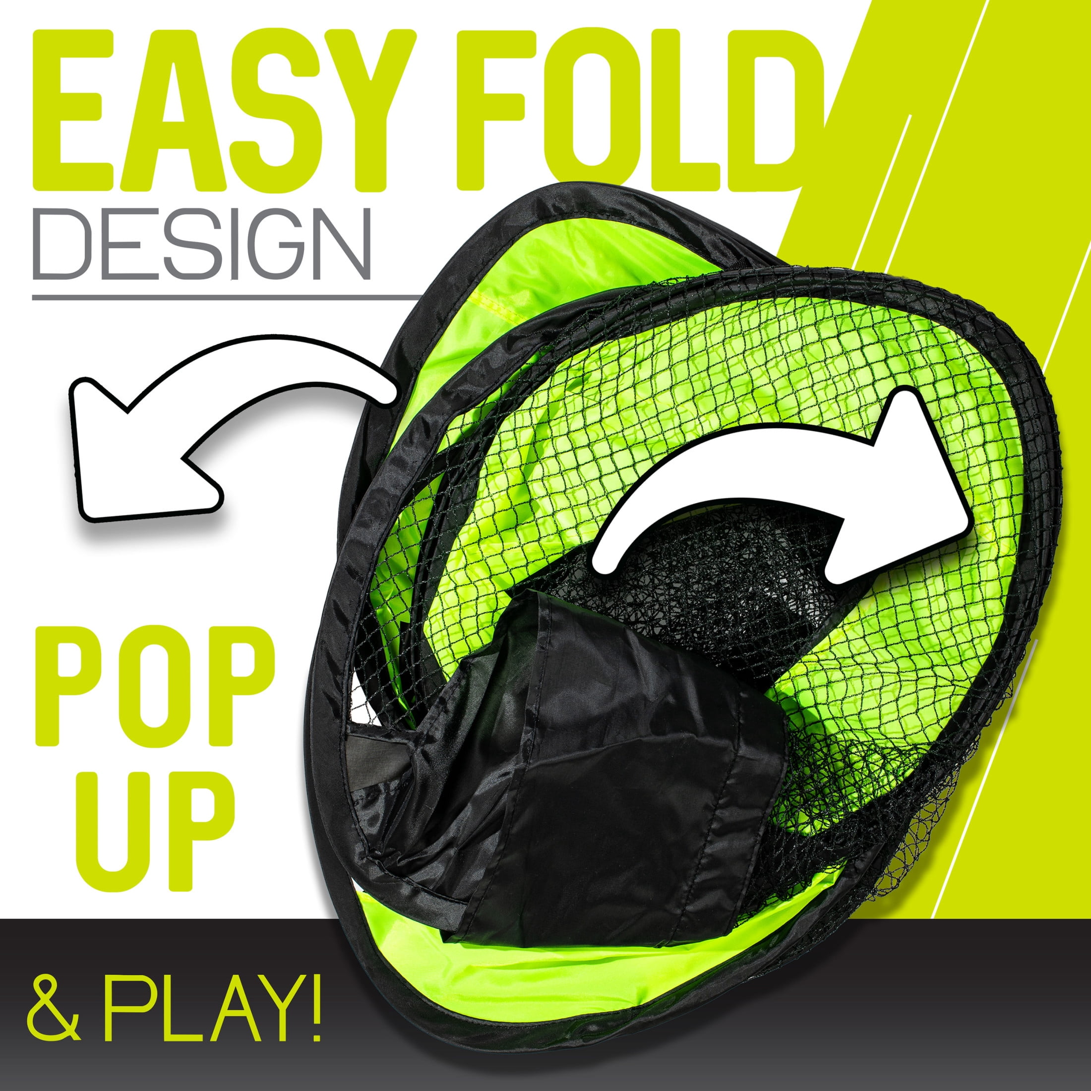 Franklin Sports Blackhawk Junior Pop Up Soccer Goal - Mini Folding Backyard Soccer Goal Net - Portable Indoor + Outdoor Training Equipment for Adults + Kids - 51" x 38" - Optic Yellow