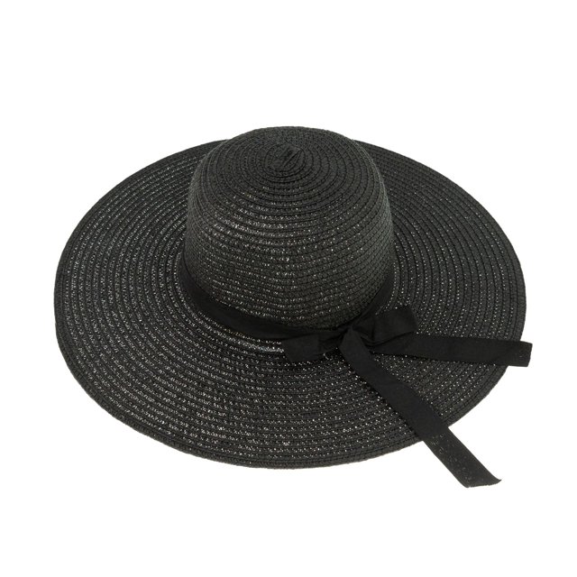 Sombrero de paja para mujer, ala ancha, flexible, para la playa, ajustable, para el sol, para mujer, UPF 50+ (negro) Sincero Electrónica