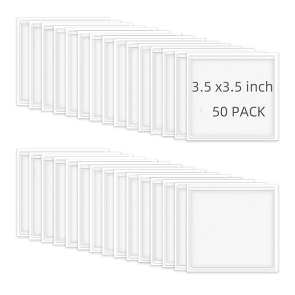 Trianu 50 Pack Self Adhesive Label Holder, 3.5 x 3.5 inch Clear Label Pockets Index Card Pockets Card Holder Shelf Label Holder for Organizing and Protecting