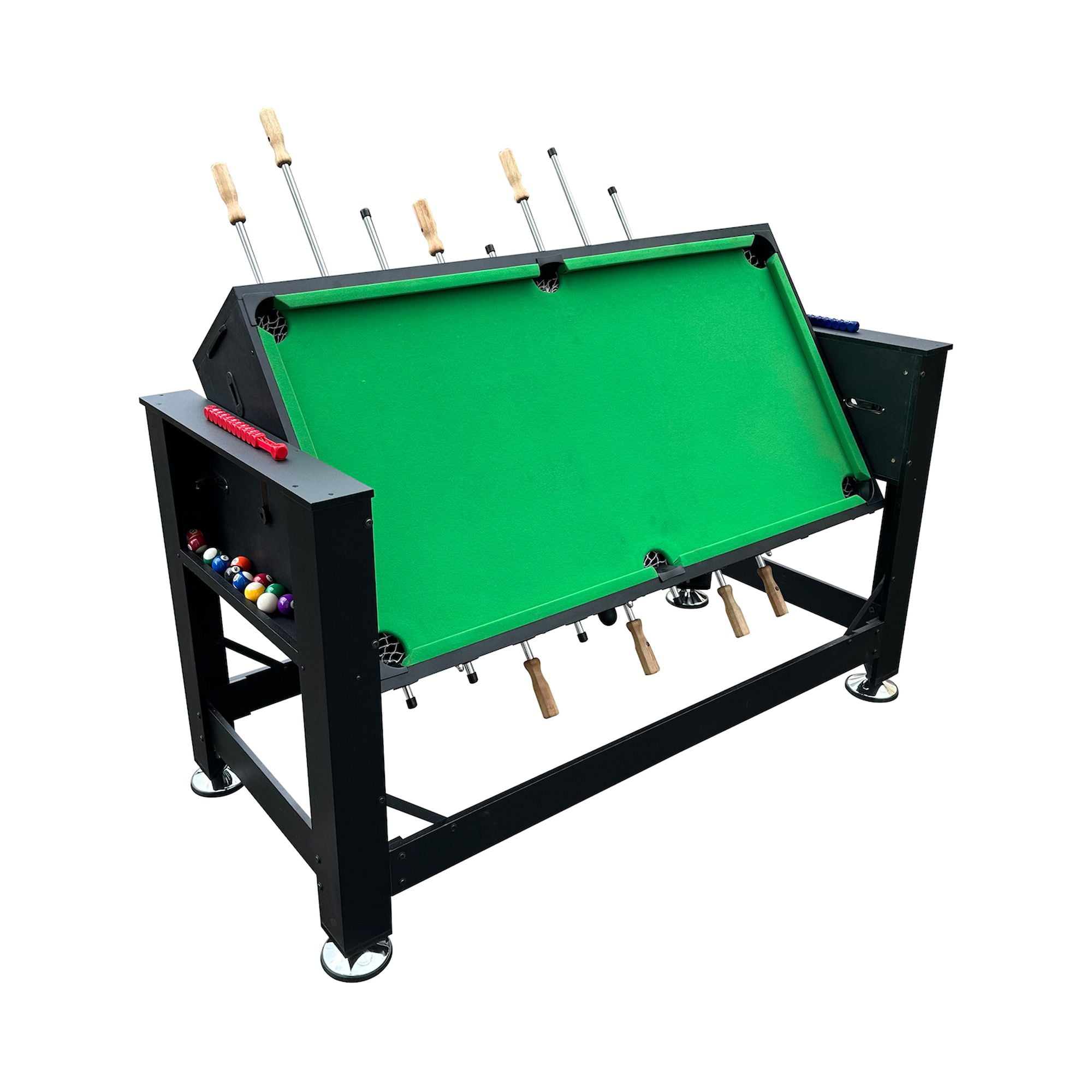 KICK Dyad 55″ 2-in-1 Multi Game Table (Black) - Combo Game Table Set - Billiards/Pool and Foosball for Home, Game Room, Friends and Family!