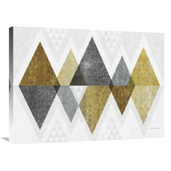 Global Gallery's 'Mod Triangles II Gold' By Michael Mullan Stretched Canvas Wall Art