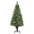 thumbnail image 1 of vidaXL Artificial Christmas Tree LEDs&Pine Cones&White Snow 210 cm, 1 of 5