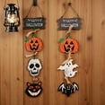 thumbnail image 2 of Halloween Door Sign Decoration Wooden Hanging Sign Pumpkin Ghost Bat Wreath Sign Happy Halloween Decorations Door Hanger Sign for Farmhouse Home Window Wall Party Decoration Supplies, 2 of 5