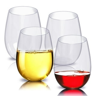 Stemless plastic online wine glasses