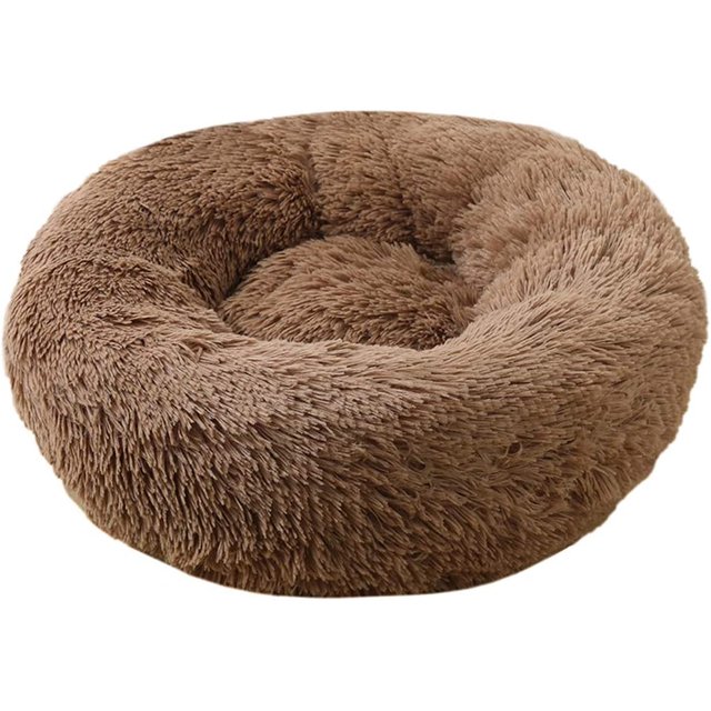Donut shaped pet plush cat bed