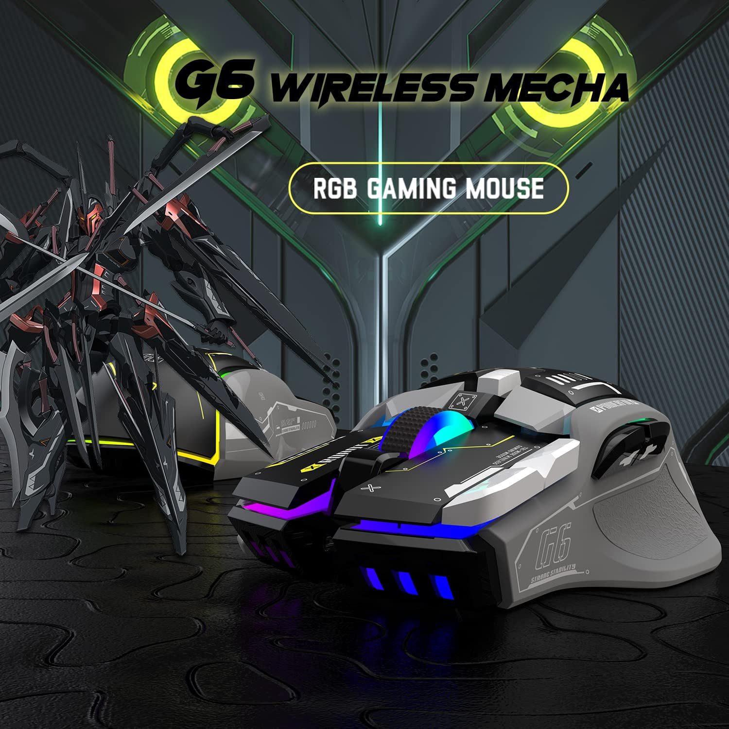 Gaming Mouse, Wired/Wireless/Bluetooth Tri Modes, 5 Adjustable DPI and 11 RGB Backlit, Rechargeable Silent Computer Gaming Mice for Windows/Android/MAC/iOS