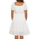 thumbnail image 3 of INSPIRAR CHIC Vestidos Midi de Verano con Cuello Cuadrado, Mangas Cortas Abullonadas, Cintura Elástica, Corte A, Color Blanco, Talla XL, 3 of 5