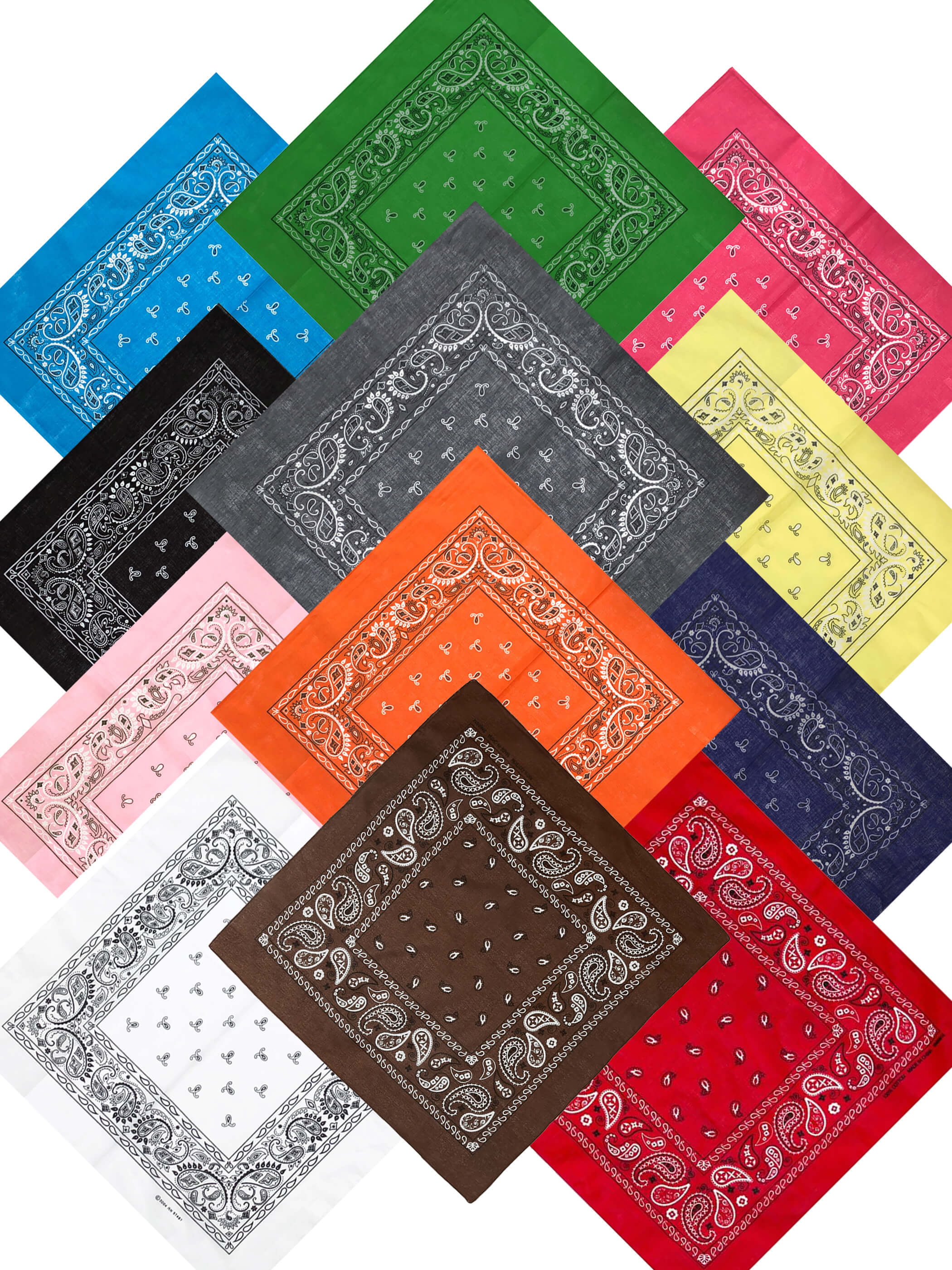 Quantity options - 1 pc, 6pc, 12 pc Dark Colors Paisley Bandanas 100% Cotton Accessoires Sjaals & omslagdoeken Bandanas 