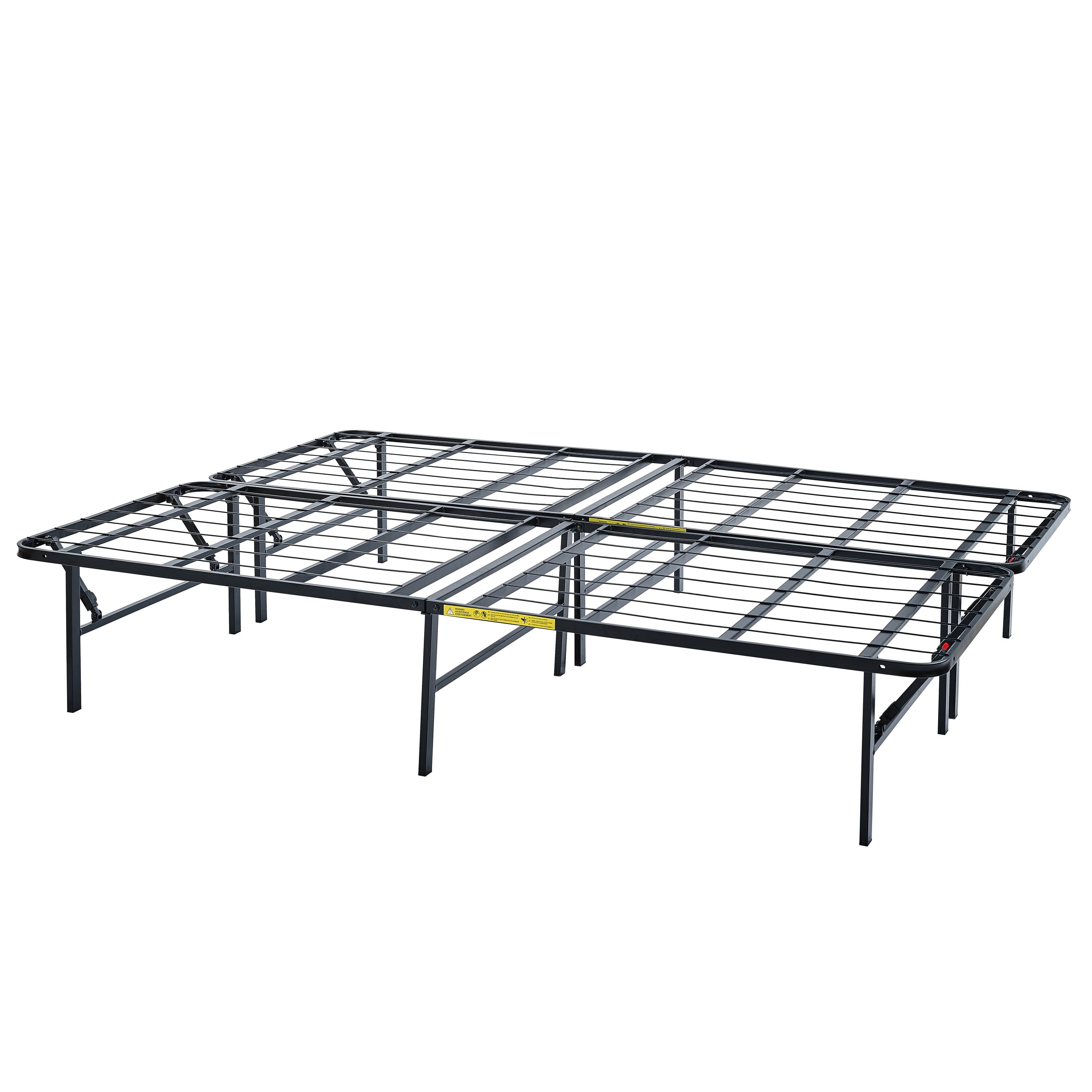 Mainstays 14" High Profile Foldable Steel King Platform Bed Frame, No Box Spring Needed, Black