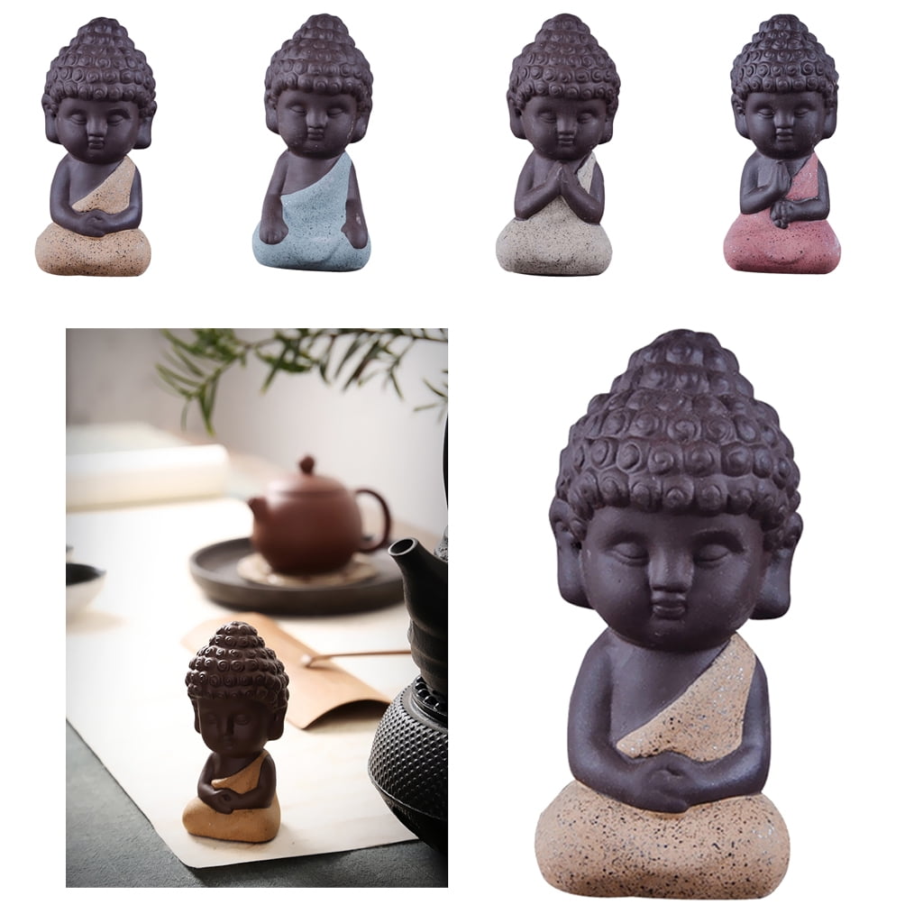 Little Buddha Statue Monk India Handicrafts Ceramic Tea House Miniature #12 