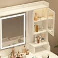 thumbnail image 3 of Makeup Vanity Desk with Mirror and Lights, Farmhouse Vanity Table with Charging Station, 41.3'' Bedroom Dressing Table with 6 Drawers & 4 Cabinets, 3 Color Lighting Modes, White (41.34"x15.75"x59.45"), 3 of 7