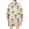 thumbnail image 2 of Beige Highland Cow Flower Pajama Pattern Wearable Oversized Blanket,Wearable Blanket Hoodie for Adults,Cozy Hooded Blankets with Super Pockets,Super Warm Fuzzy Pullover for Women & Men, 2 of 6