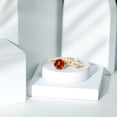 thumbnail image 4 of Rosec Jewels Floral Ring Set with Lab Grown Orange Sapphire and Moissanite (8 mm Sapphire, AAAA Grade), 14K Yellow Gold, US 6.00, 4 of 8