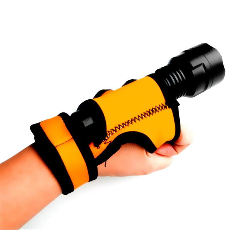 MagiDeal Underwater Scuba Diving LED Torch Flashlight Holder Glove Hand Free 