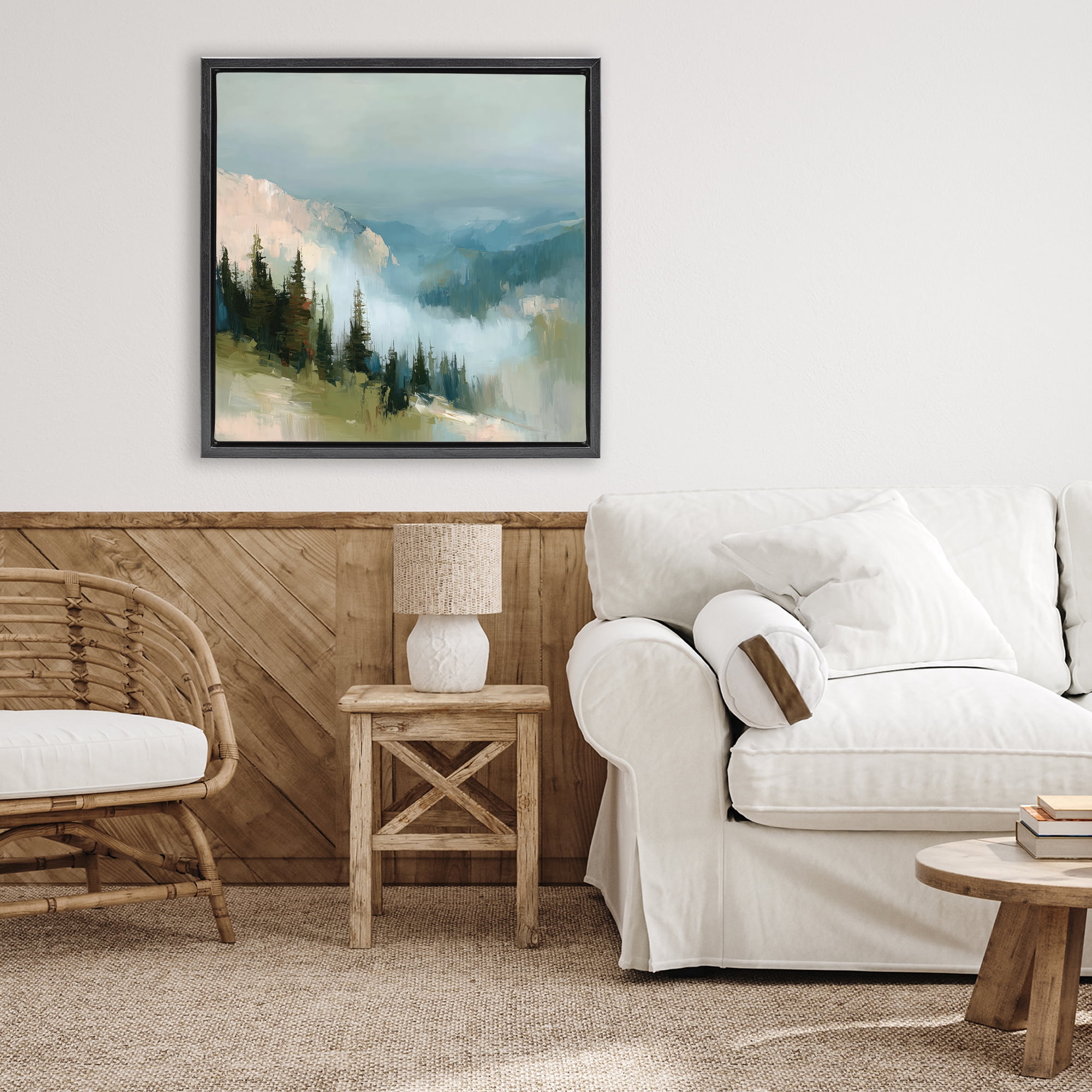 Stupell Industries Mountain Forest Impression Black Framed Floater Canvas Wall Art, design by Kim Curinga