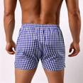 thumbnail image 3 of 3" Mens Loungewear Shorts Plaid Elastic Waist Color Block Casual Sleep Pajama Short Pants Gifts for Men, 3 of 6
