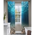 thumbnail image 4 of Light Blue Ocean Waves Sheer Curtains 84 Inch Length 2 Panels Set for Living Room/Bedroom, Summer Beach Coastal Abstract Kitchen Curtains Grommet Semi-Sheer Curtains Window Treatments 42"x84"x2, 4 of 7