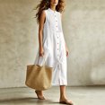 thumbnail image 4 of Bxsruta Womens Summer Dress Button Down Maxi Dress Pleated Casual Sundress for Women, 4 of 6