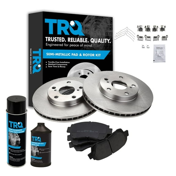 TRQ Front Metallic Brake Pad & Rotor Kit w/Chemicals for Camry w/ 15 Inch Wheels BKA16684