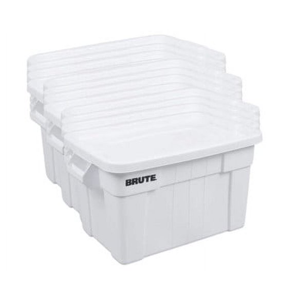 Rubbermaid BRUTE 20 Gallon White NSF Tote with Lid (6-Pack) - Durable and Versatile Storage Solution
